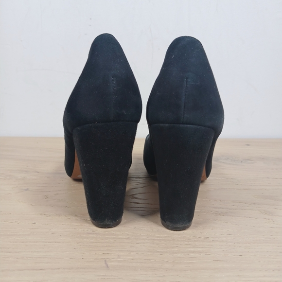 Madewell Black Leather Round Toe Block Heel Classic Office Dress Pumps 421 - Picture 8 of 13